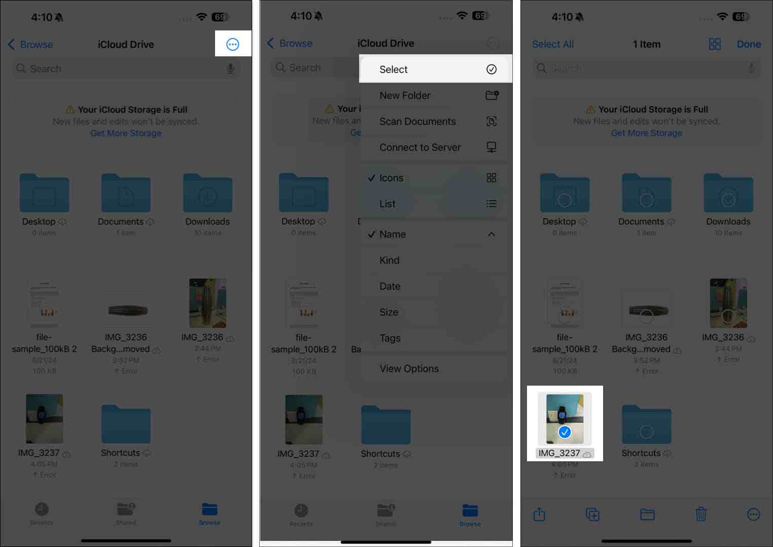 select image from icloud drive