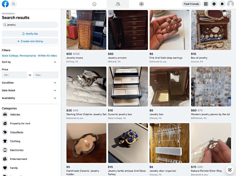 selling jewelry on facebook marketplace