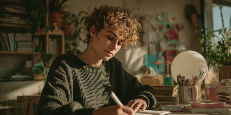 Woman Writing at Desk