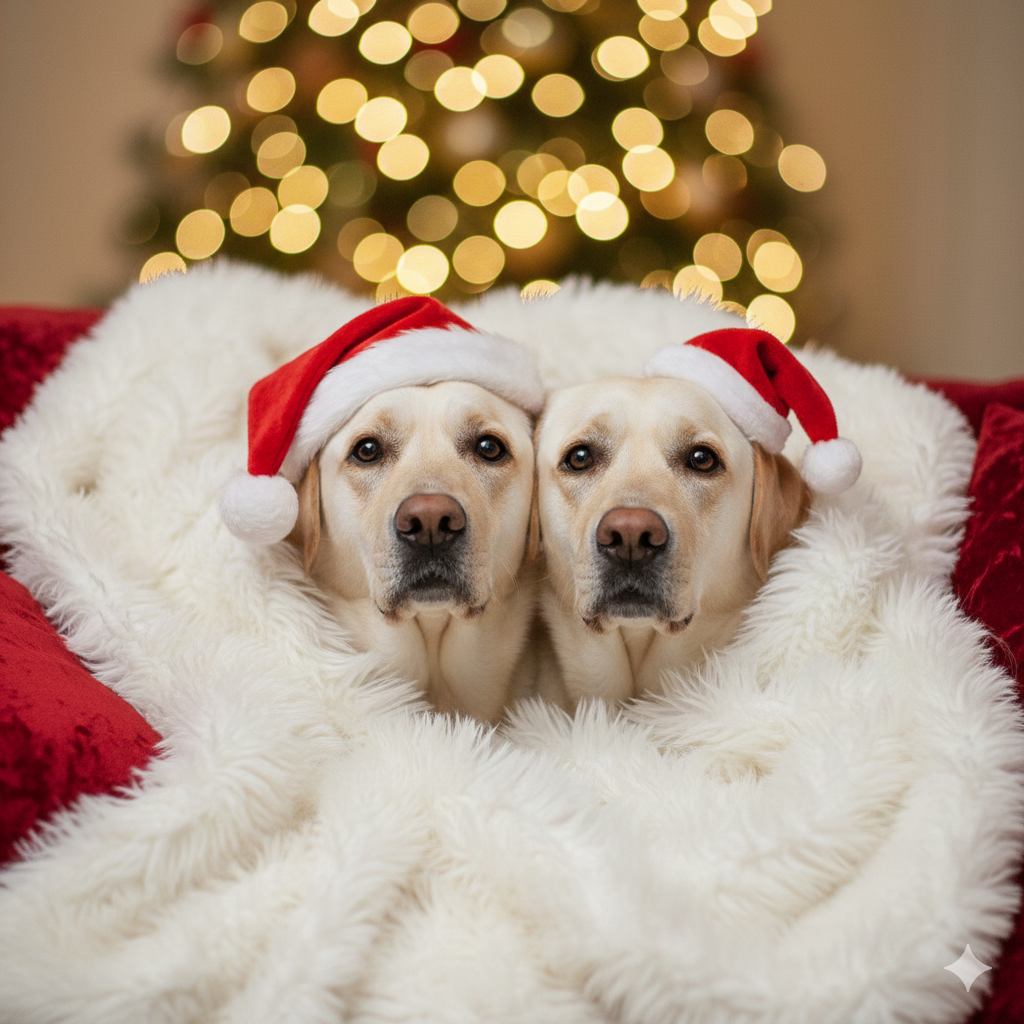 The dog(s) are nestled amongst a pile of fluffy