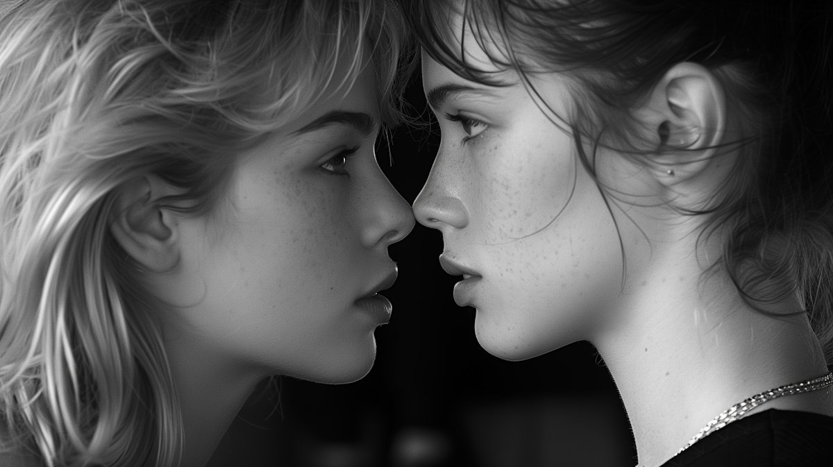 dual portraits face to face