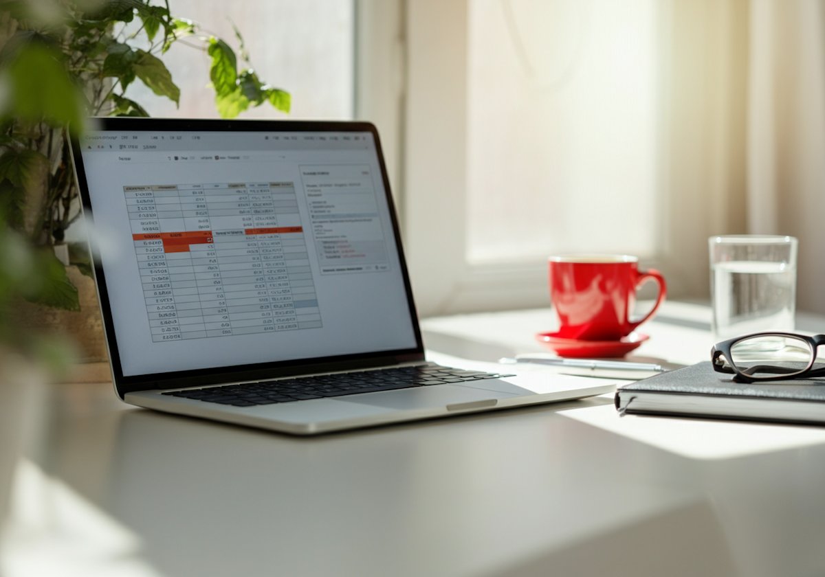 workspace with laptop and coffee