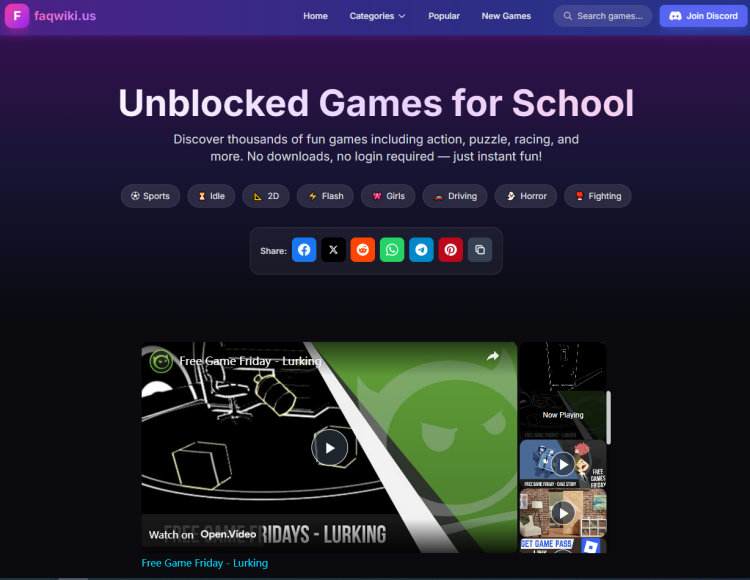 Faqwiki simple browser games site