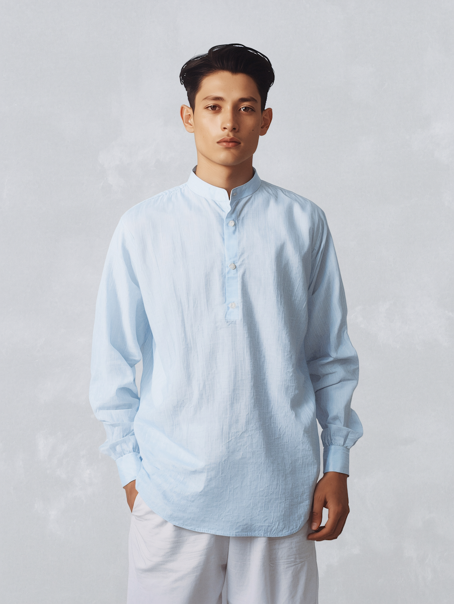 A tailored button-down shirt in a solid color