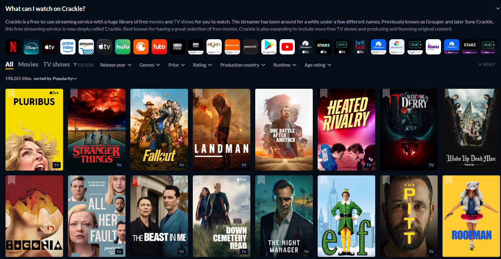 Crackle site screenshot