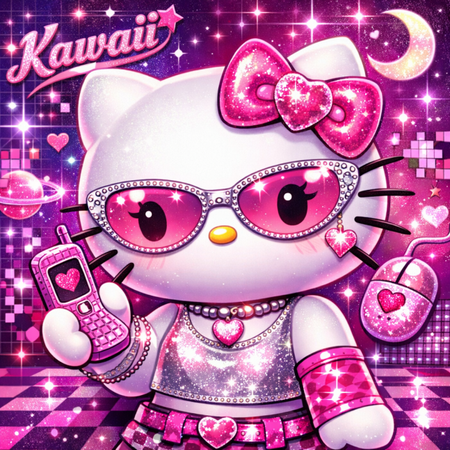 Hello Kitty Y2K retro digital aesthetic