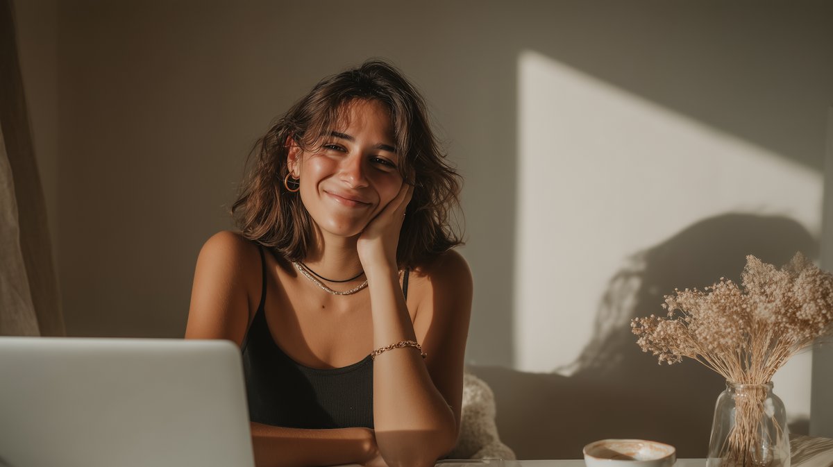 woman at desk with laptop