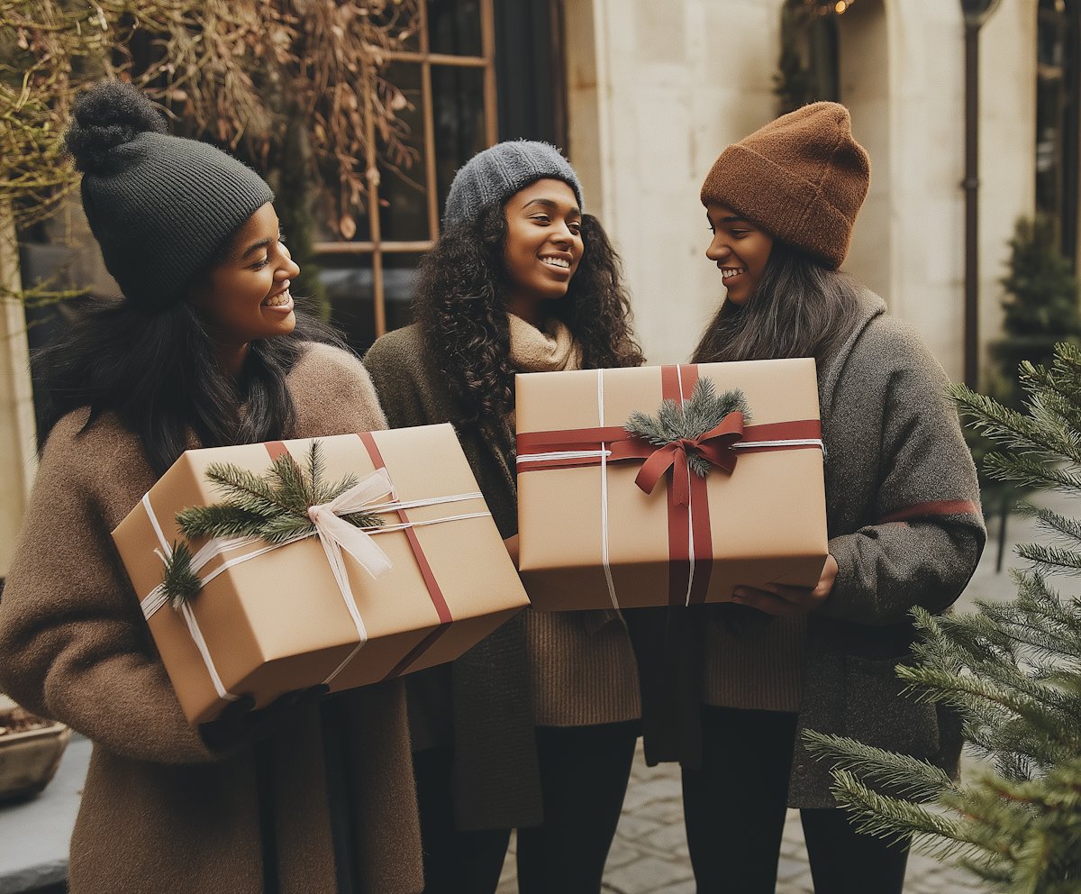 women with holiday gifts