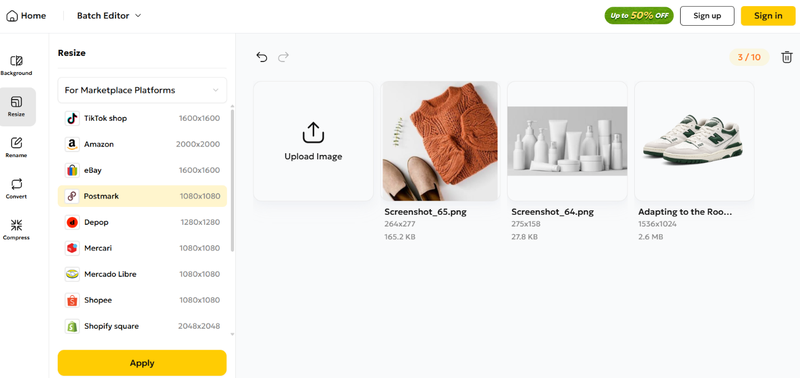 Batch Resizing Multiple Product Photos