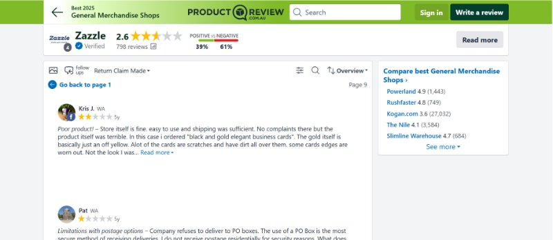 negative zazzle reviews