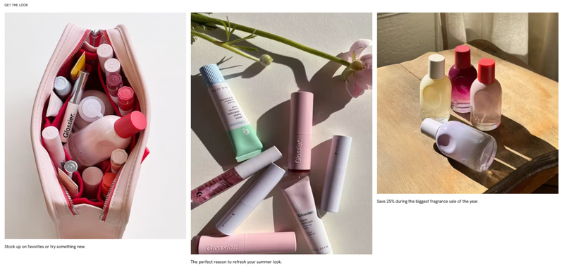 Glossier Ecommerce Product Photography Examples