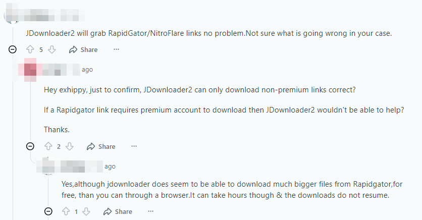 JDownloader's logs and support forum discussion