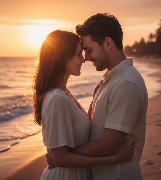couple embrace at beach