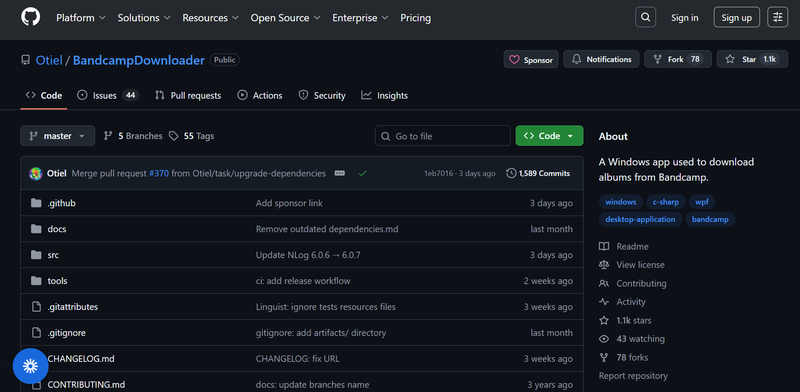 bandcampdownloader-github-repository