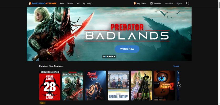 Vudu or Fandango at Home Free Section