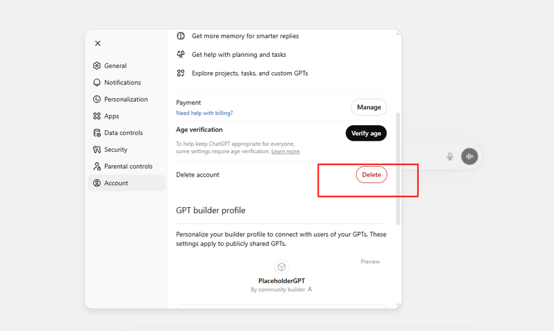 How to Delete Chatgpt Account