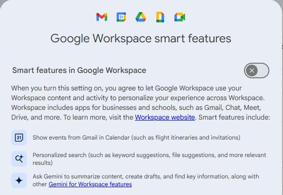 Scroll to Google Workspace smart features