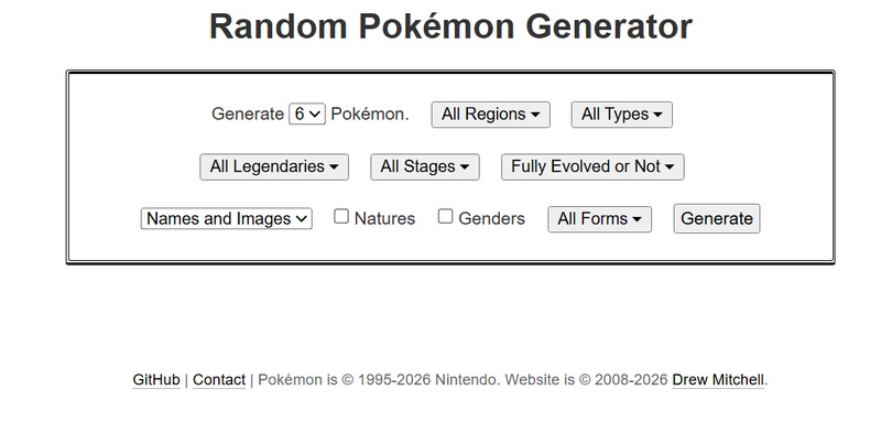 Random Pokemon Generator