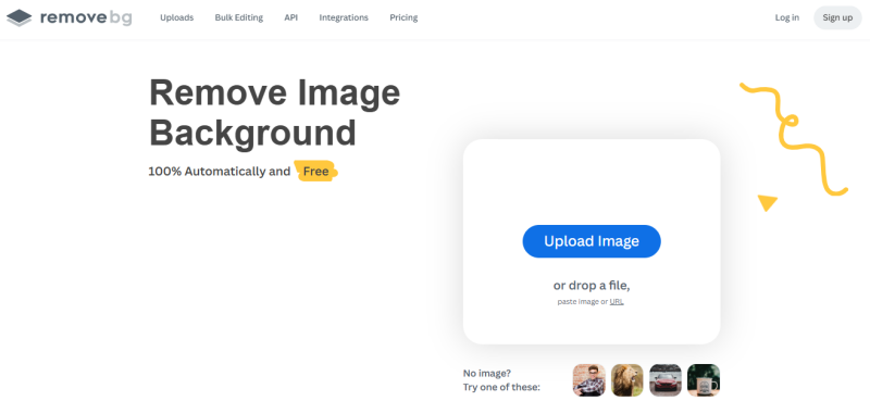 Remove.bg AI background removal tool interface
