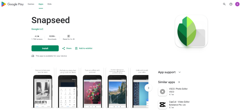 Snapseed professional photo editing app for Android