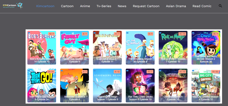 Anime site resembling KissCartoon layout