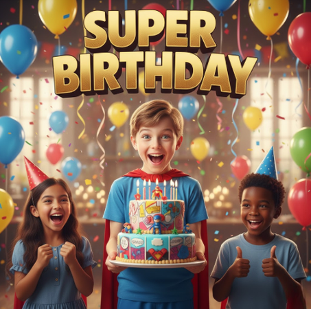 Boy laughing while opening birthday gift