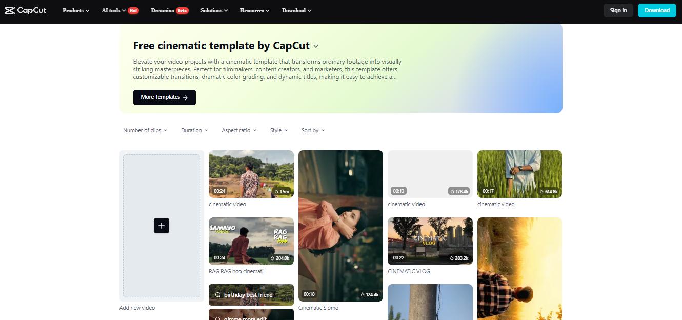 Cinematic Templates – Make Movie-Like Videos