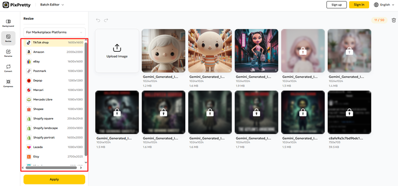choose platform and intent where to upload the image
