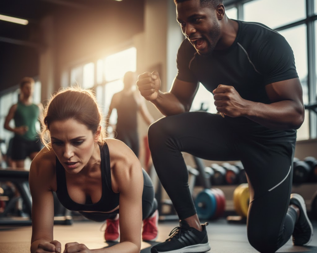 Determined lifter in cinematic gym