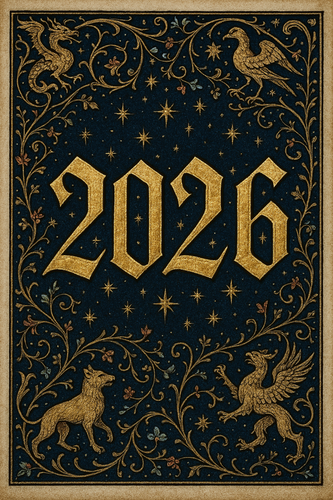 Gilded Gothic manuscript with mythical beasts