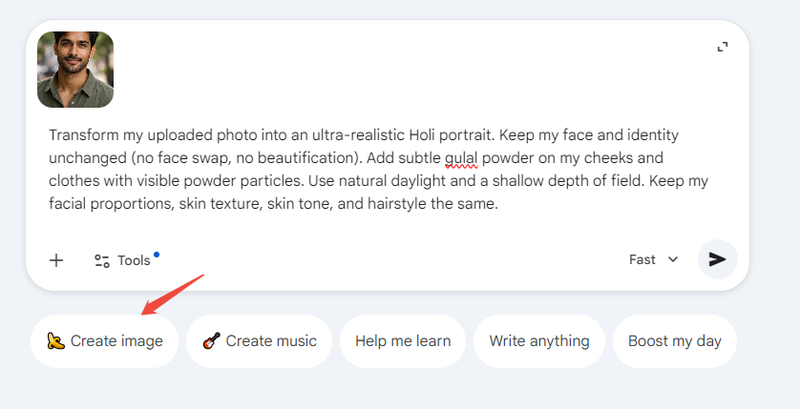 Holi Gemini Ai Prompt；