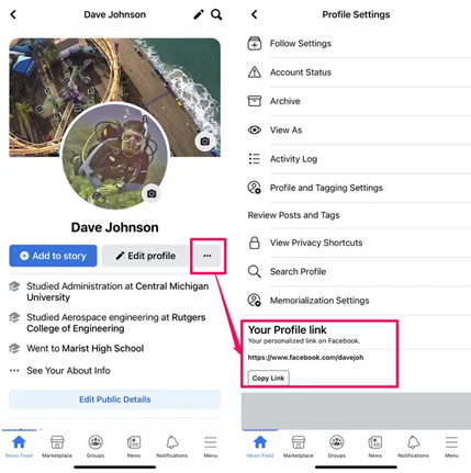 facebook profile link