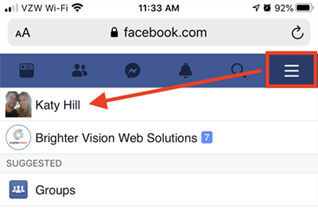 open facebook on your mobile browser