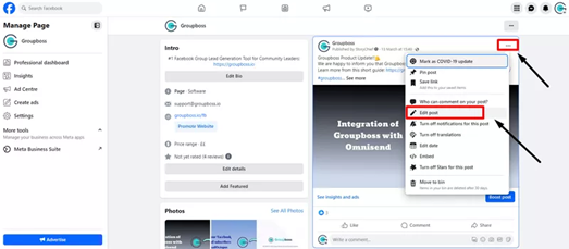 Find the post on your timeline