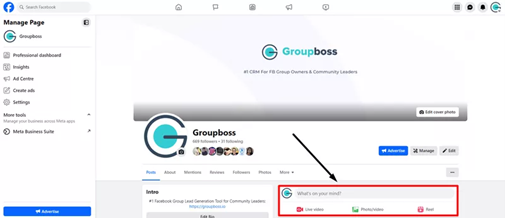 Tap option on the page feed