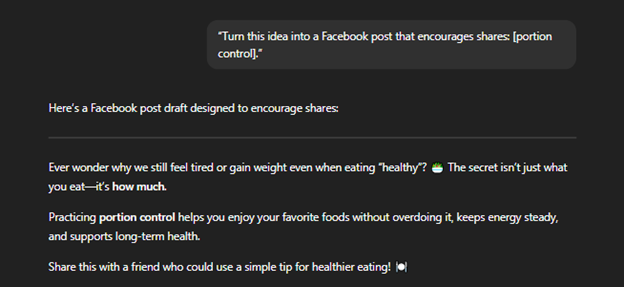 Turn this idea into a Facebook post