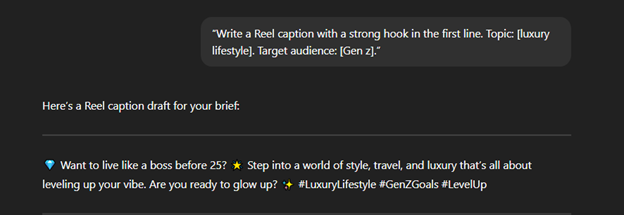 Write a Reel caption