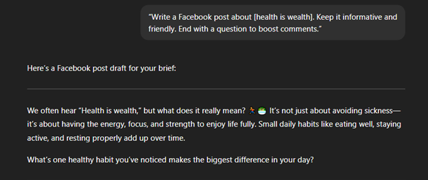 Write a Facebook post