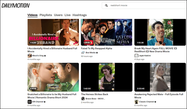 Search for ReelShort movie