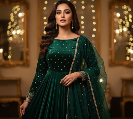 Indian girl in elegant Anarkali dress