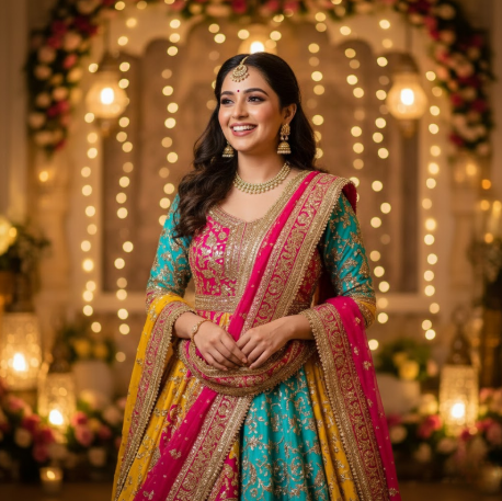 Indian girl in festive Anarkali dress