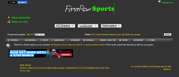 FirstRowSports classic streaming directory