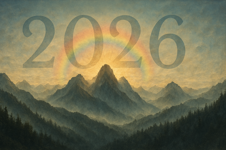 Misty mountain range at dawn