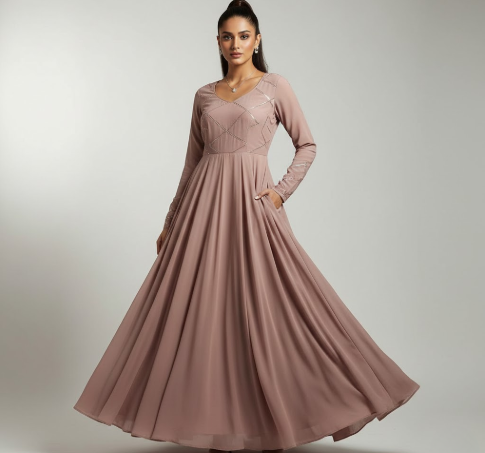 Modern Indian woman in Anarkali dress