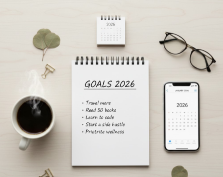 New Year Vision Board Flat Lay