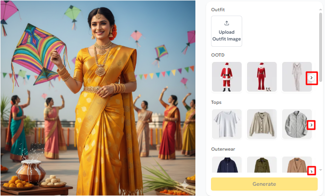 PixPretty AI outfits for Makar Sakranti getup