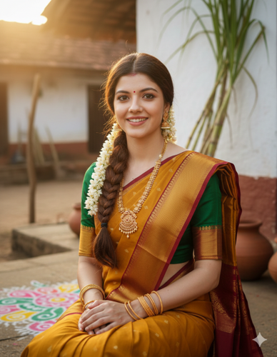 Pongal Dress AI-generated women in a rich silk saree