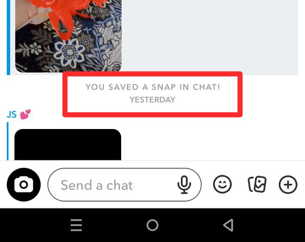 screenshot taken on Snapchat