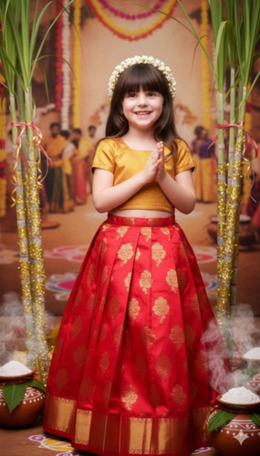 Showing Ai-Generted baby photo into a festive Pongal image