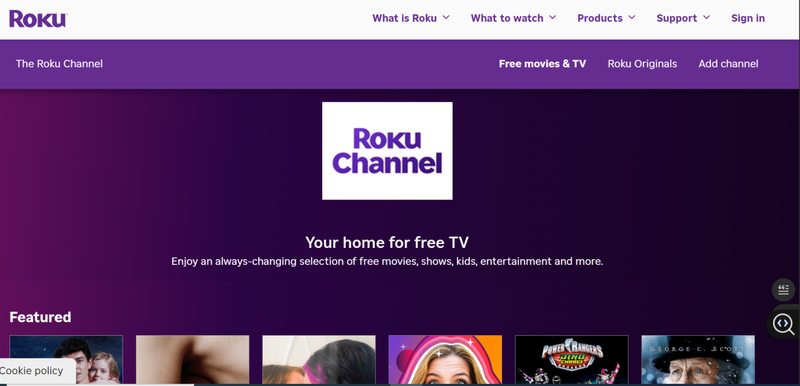 The Roku Channel Benutzeroberfläche